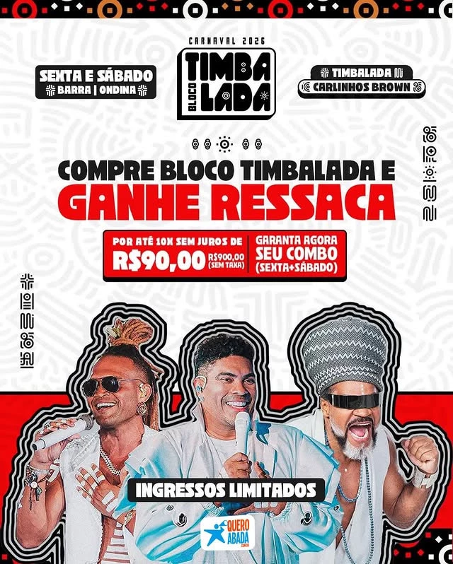 compre seu abadá do bloco timbalada com ingresso da ressaca